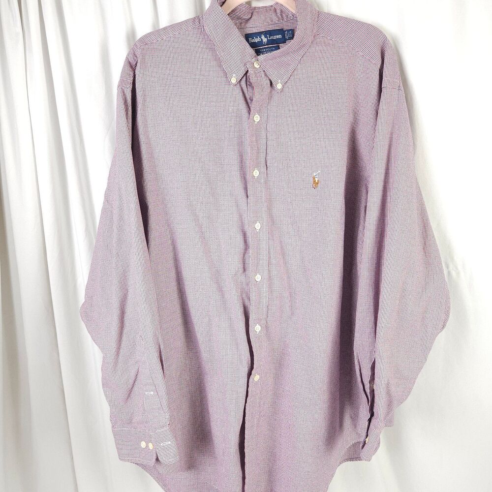 VTG Ralph Lauren Men 17.5 34/35‎ Red Long Sleeve Yarmouth Oxford Dress Shirt